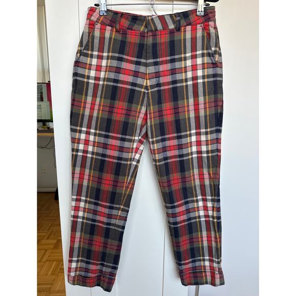 Faherty Cinder Pants Dress Trouser Westport Plaid Red Black Pant Size 28, EUC - Picture 1 of 6